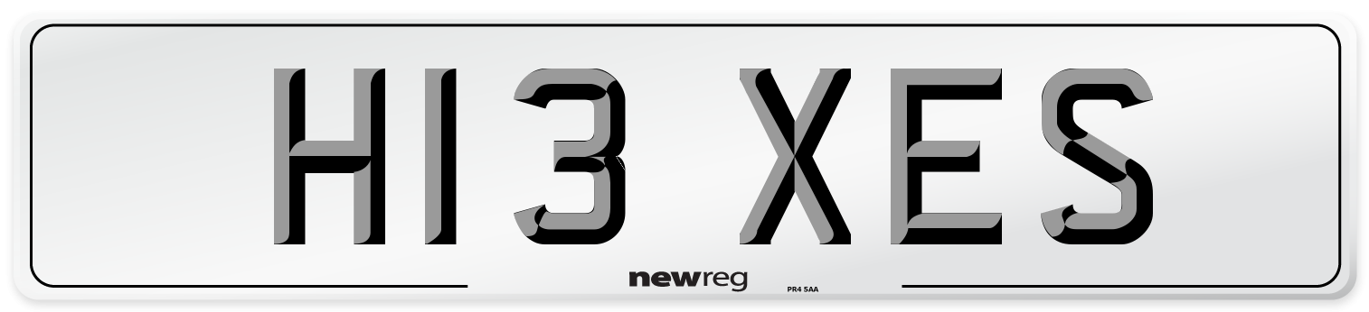 H13 XES Number Plate from New Reg